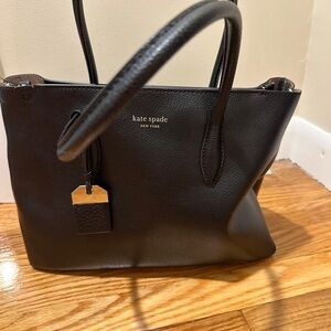 Kate Spade Black Trapezoid Tote with Gold Charm